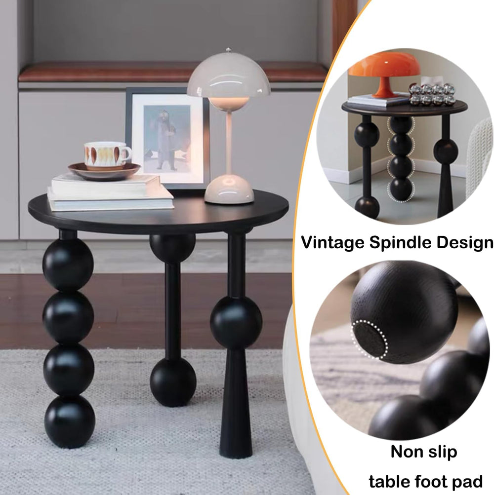 YUNMUAIR-Modern Side Tables Living Room,Black Round End Table for Home Decor,...