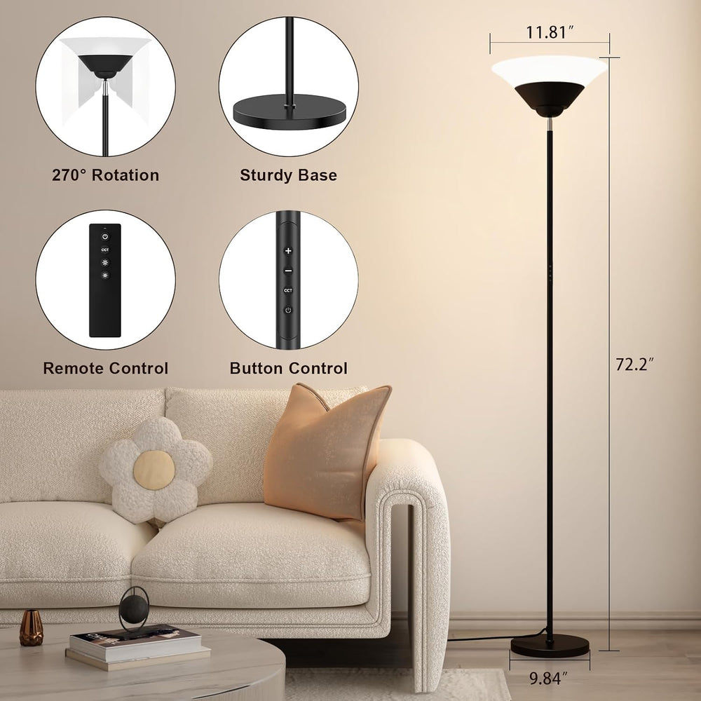SIBRILLE Floor Lamps for Living Room, 72” Tall LED Standing Lamp with Remote/...