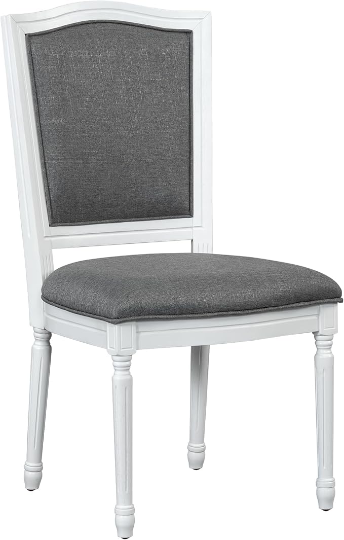 Merax Rustic 7 Piece 78.1inch Extendable Dining Table Set with 18inch Removable Leaf, 6 Upholstered Dining Chairs, 2 Built-in Drawers, Dark Gray+White