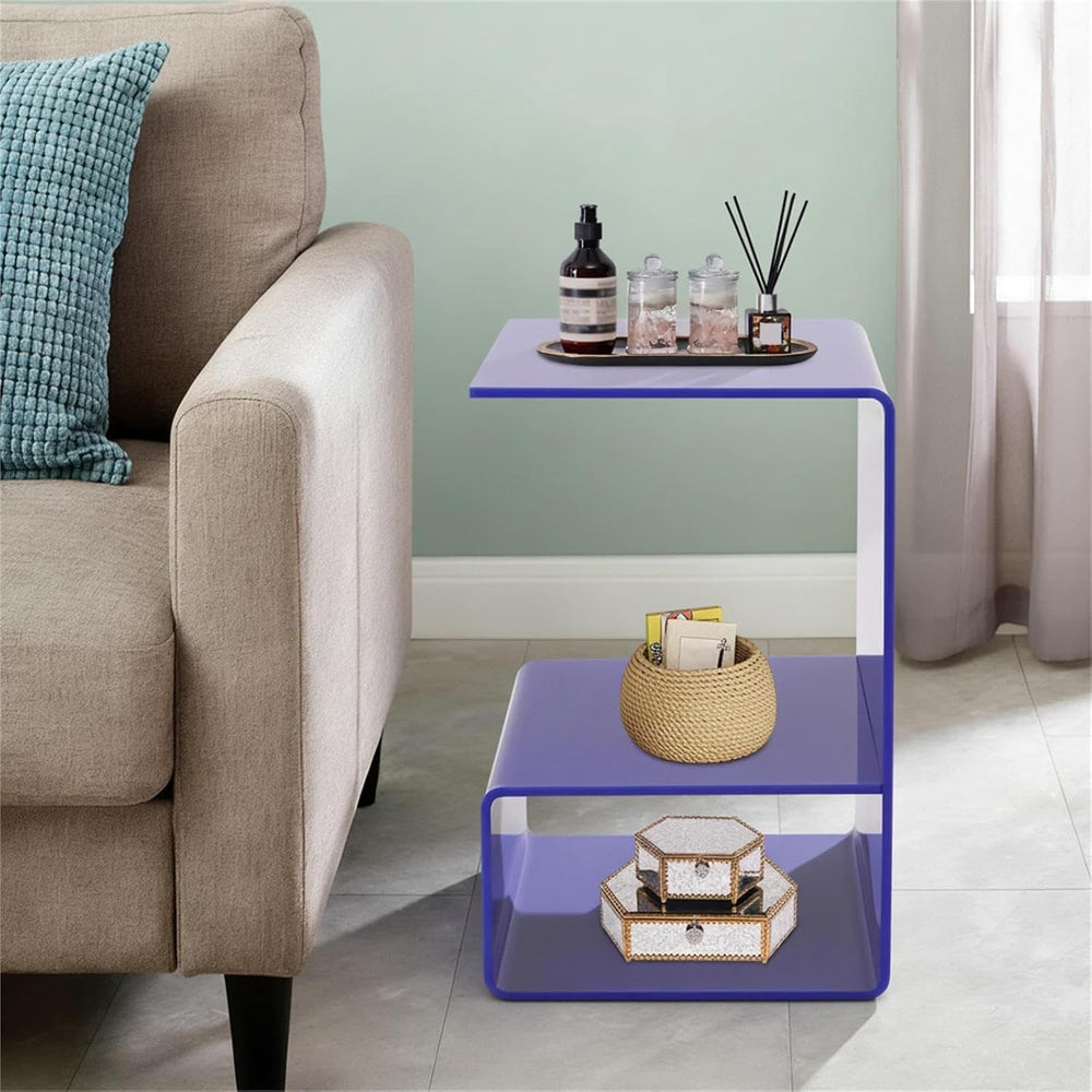 Acrylic End Table for Nightstand, 3 Tier Side Tables for Small Spaces, Bedsid...