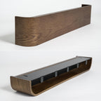 Kazai. Wall-Mounted Coat Rack 'Toke' - Modern Design Coat Rack with Hidden Wall Hooks - Solid Wood Veneer Panel Coat Hanger - Oak, Dark