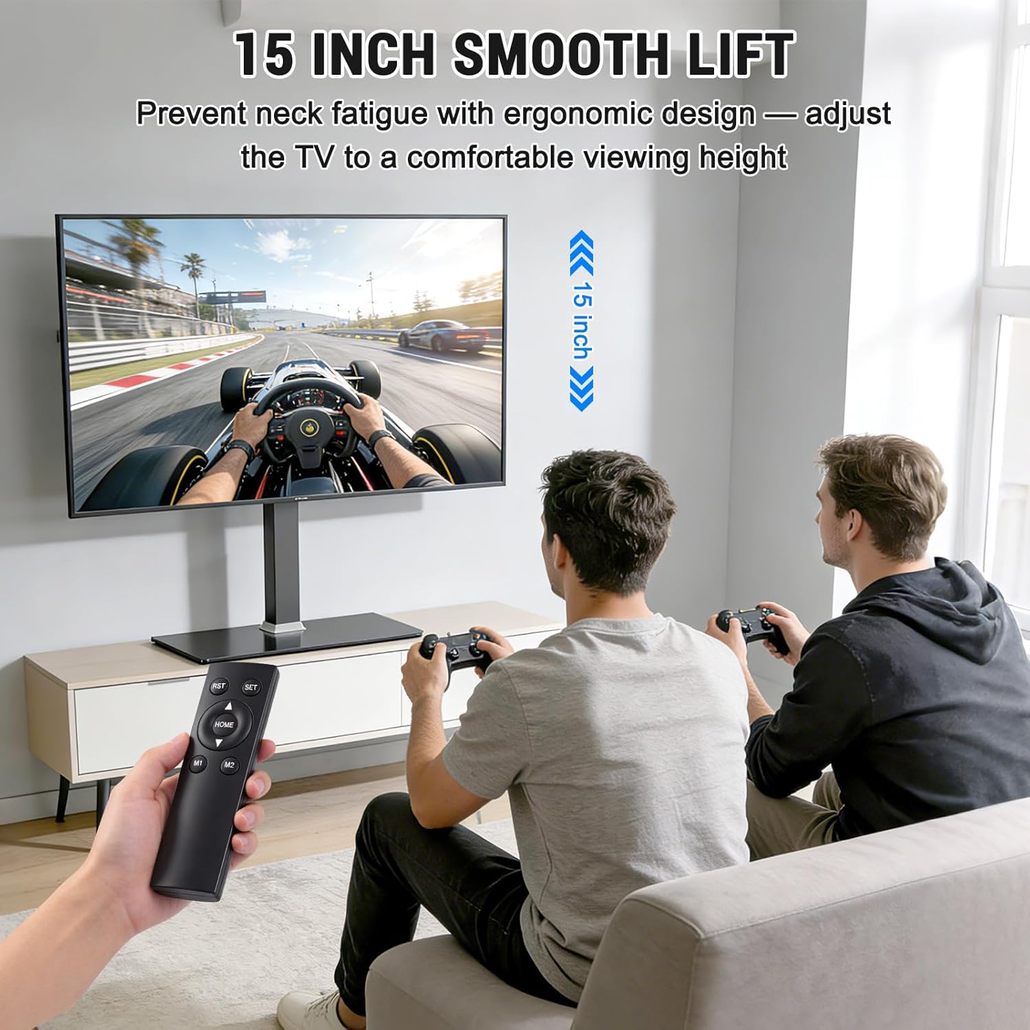 XINYAO Motorized Table Top TV Stand for 32-70 inch Universal TVs, Electric Height Adjustable Desk Monitor Lift Mount with Tempered Glass Base, Holds up to 90lbs, Max VESA 600x400mm