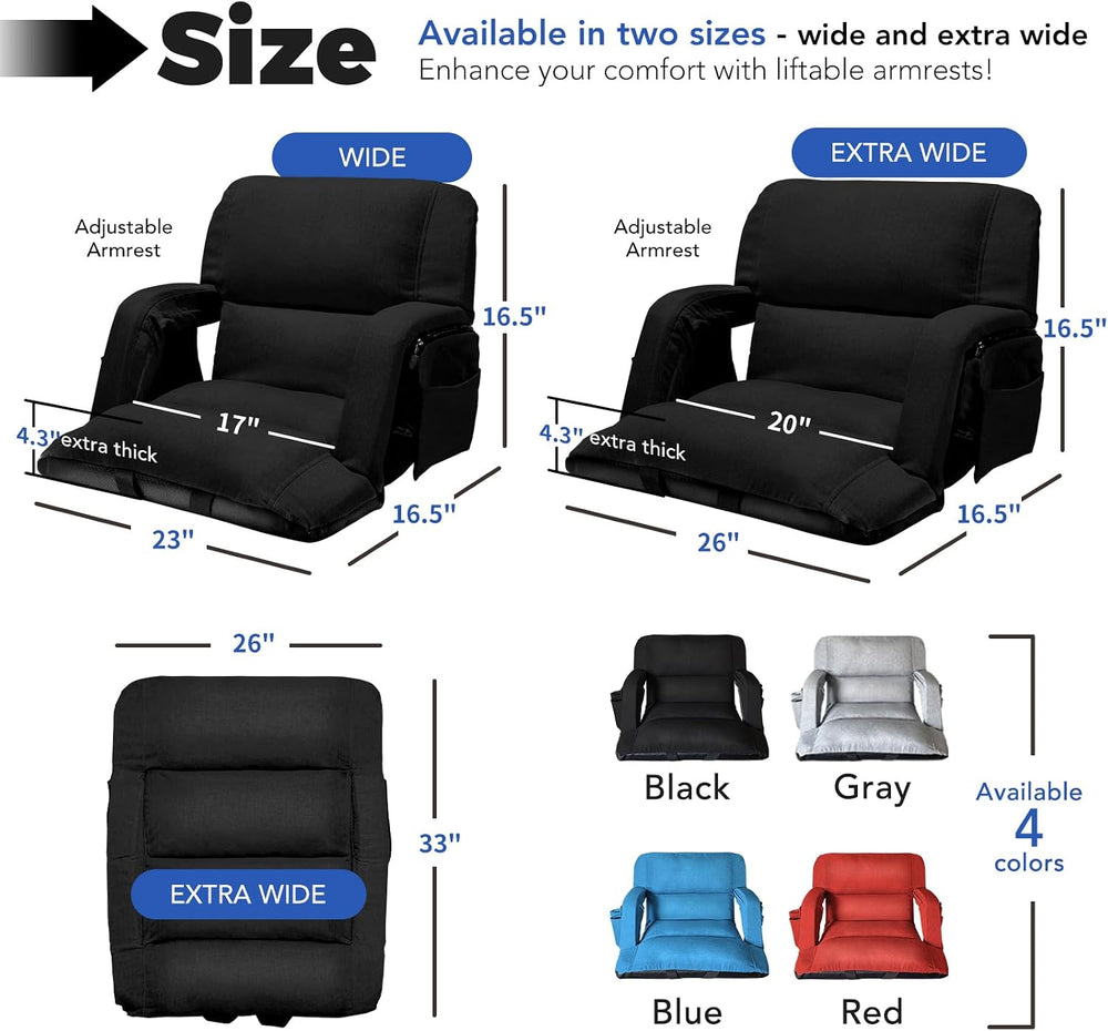 Extra Wide Stadium Seats With Back Support 2 Pack, Exclusive "Sofa Style...