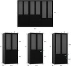 VOWNER 20“D Armoire Wardrobe Closet with Fluted Glass, 71" H Clothing Storage Cabinet with Hanging Rod, 4 Soft-Close Doors Wooden Wardrobe Cabinet for Bedroom, Large Capacity Storage Black(CCA)
