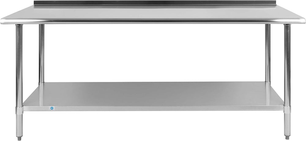 EMMA + OLIVER Stainless Steel 18 Gauge Kitchen Prep and Work Table with Backs...