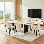 Upholstered Dining Chairs Set of 6 Modern Kitchen Chairs Chenille Fabric Dining Room Chairs High-Back Padded Dining Chairs with Metal Legs for Kitchen Dining Room Restaurant Cafe Hotel, Beige