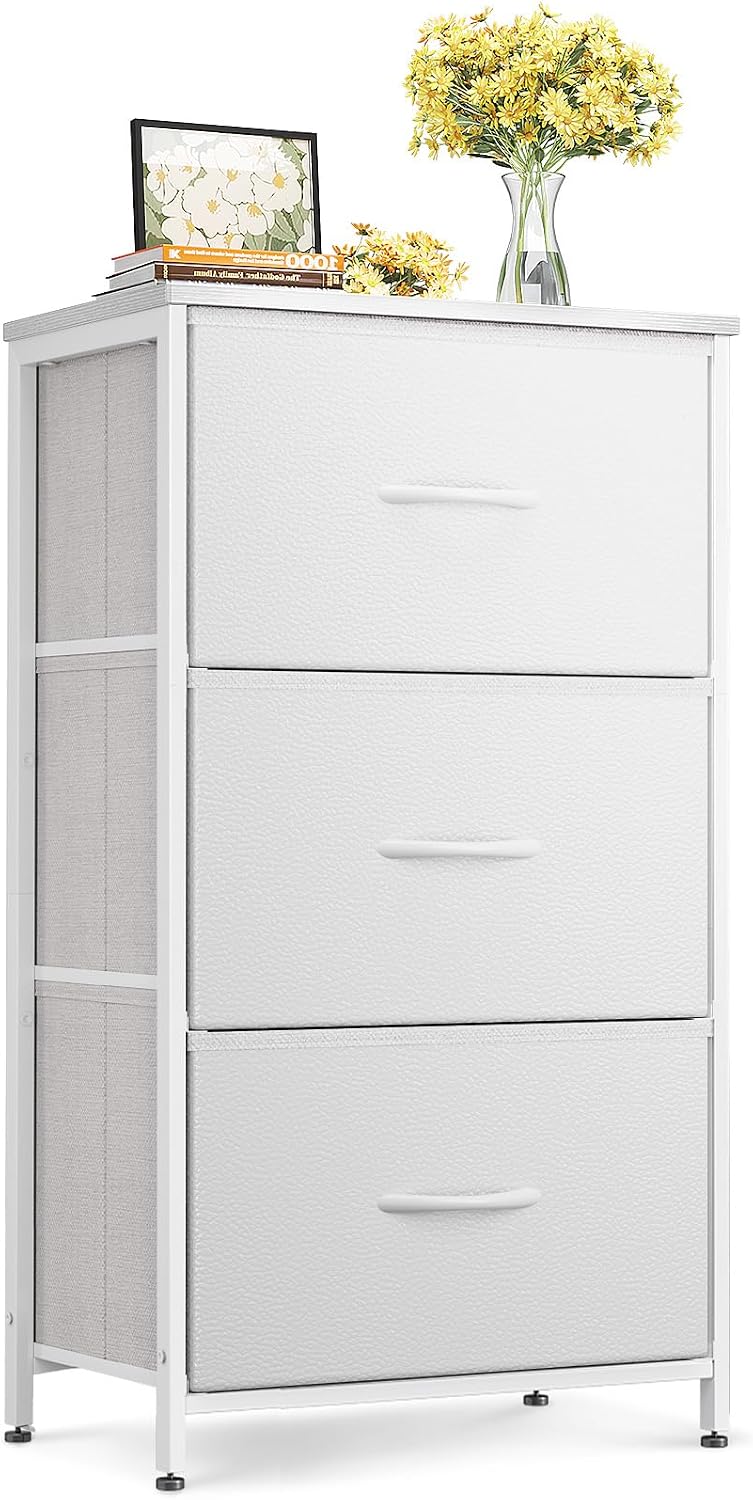 AODK Small Dresser for Bedroom Nightstand with 3 Storage Drawers, White | Che...
