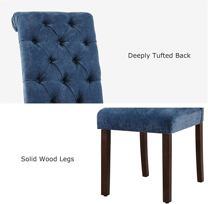 Tufted Dining Chairs Set of 6, Upholstered Parsons Dining Room Chairs, Fabric...