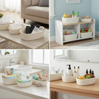 Cozary Storage Basket Set (Small Sizes) - Handmade Multifunctional Cotton Baskets, Organiser for Bathroom, Kitchen, Children's Room - Braided & Stackable, 3-Piece