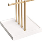 Amazon Basics Four-Tier Jewelry Tree Stand - White/Brass