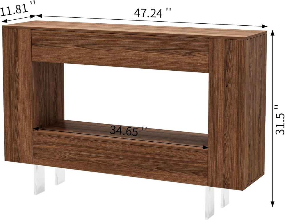 Console Table, 47" Entryway Table with Hidden Storage Cabinets, Adjustab...