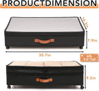 AVOKIHI Under Bed Storage Containers with Wheels 2-Pack, 60L Large Underbed Organizer Box for Clothes, Blankets & Shoes, 9.5 Inch Adjustable Height Under the Bed Storage Bin with Clear Top (Black)