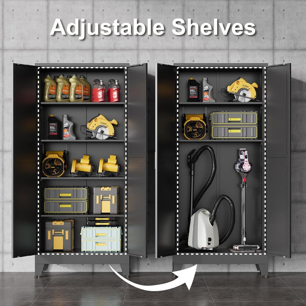 71" H Black Metal Storage Cabinets,Garage Storage Cabinet,Tall Pantry Ca...