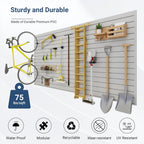 Slatwall Panel 8 FT x 4 FT, Interlocking Slat Wall Paneling, Wall Mounted PVC Wallpanel, Suitable for Garage Storage and Organizer, Slatwall Board, Shelves - Grey