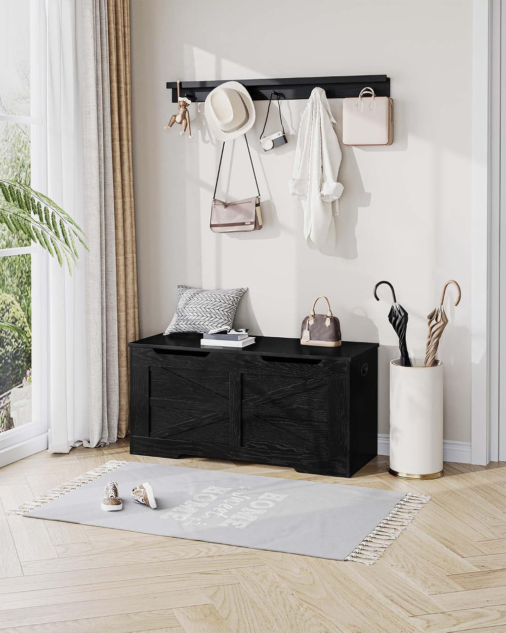 Hzuaneri 39" Modern Storage Chest | 50 Gal | 330lb Seat | Black | Soft-C...