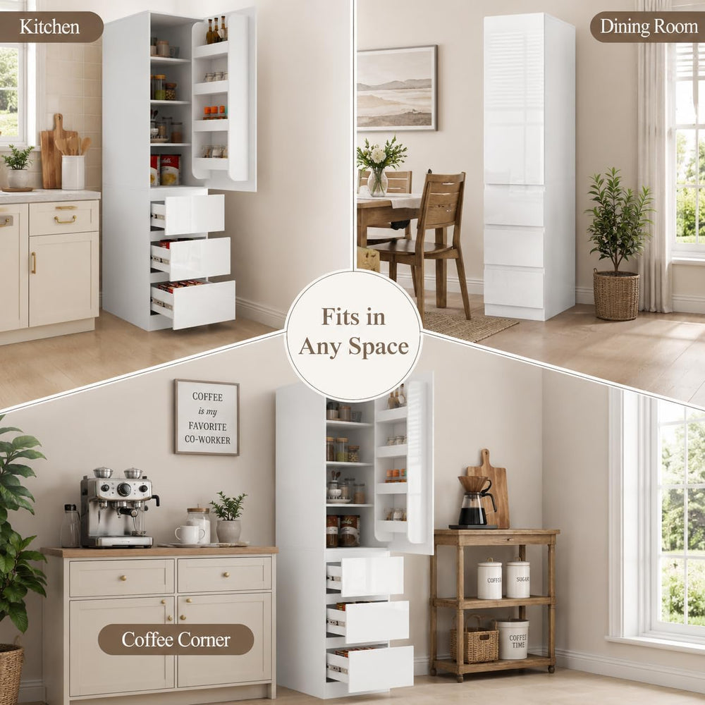 Kitchen Pantry Cabinet, 70.9" Tall Pantry Storage Cabinet with Doors, 3 ...