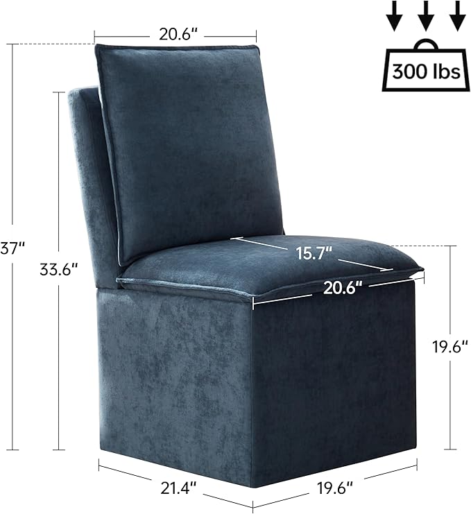VKNOW Upholstered Dining Chairs, Modern Rolling Chairs with Storage and Wheel...