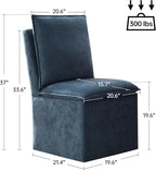VKNOW Upholstered Dining Chairs Set of 2, Modern Rolling Chairs with Storage and Wheels, Linen Armless Chair with Cushion and Backrest, Dining Room Chairs for Living Room Kitchen Bedroom, Nav