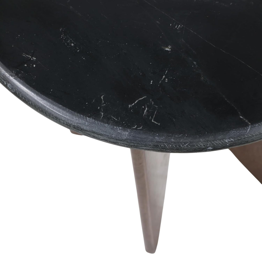Mango Wood Base and Stone Top for Small Spaces - Round End and Side Table for...