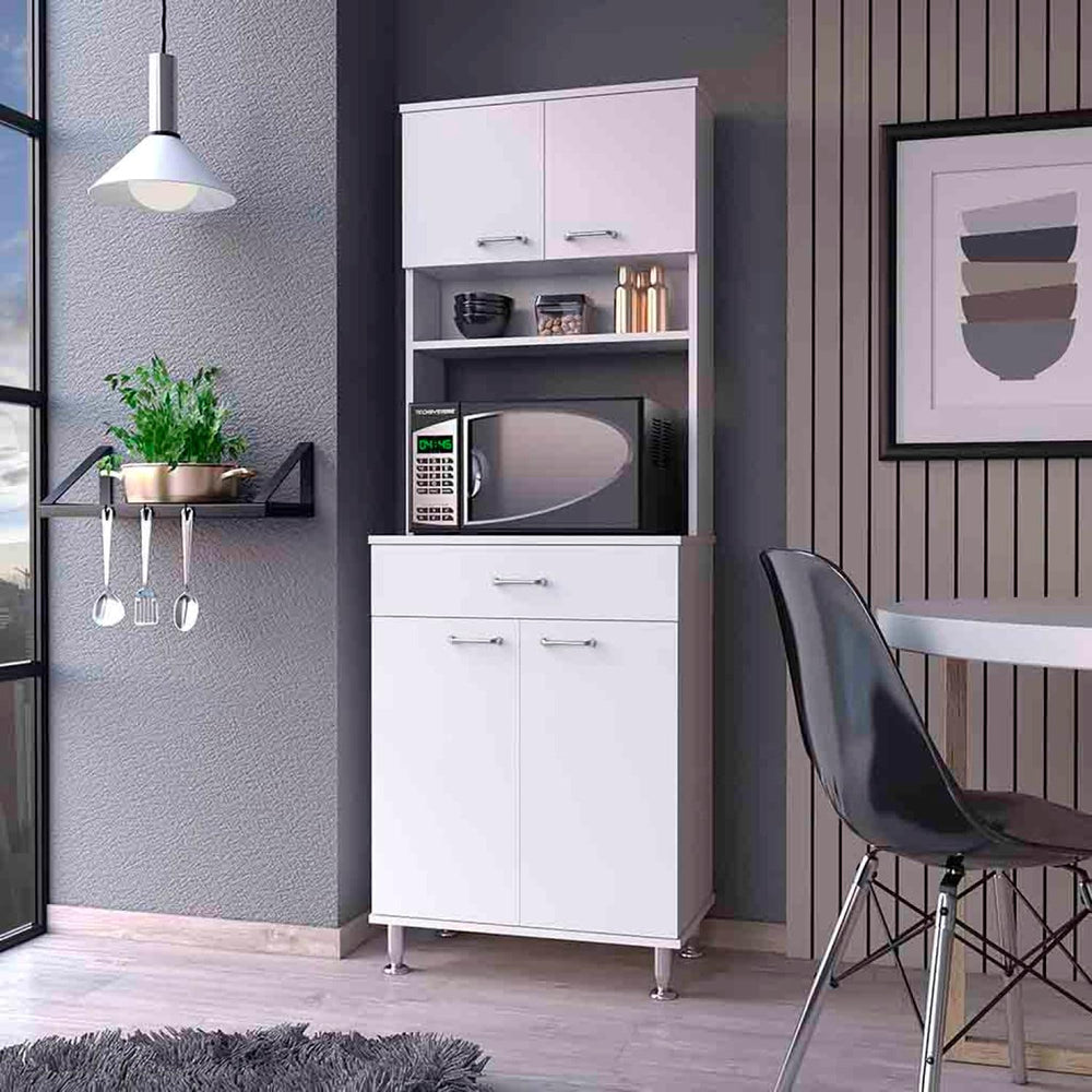 Bay Area Pantry with Two Door Cabinets, One Drawer and Adjustable Metal Legs ...