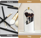 Toothbrush Holder with Cover, 360 Rotating Dust-proof Toothbrush Holder 3 Slots Rotating Makeup Brush Holder for Vanity Bathroom Countertop Organizer (Transparent)