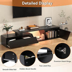 Verano Garden Extendable TV Stand with Led Lights, Wood TV Media Console with 2 Drawers & 1 Cabinet, Modern Entertainment Center Up to 90 Inch TV for Living Room Bedroom, 63" - 90.6" (Black)