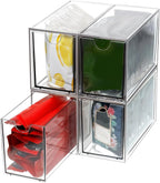 4 Pack Tea Bag Organizer Plastic Stackable Clear Storage Drawers Acrylic Tea Bag Holder Containers for Drawer, Pantry, Kitchen, Cabinet, Counter