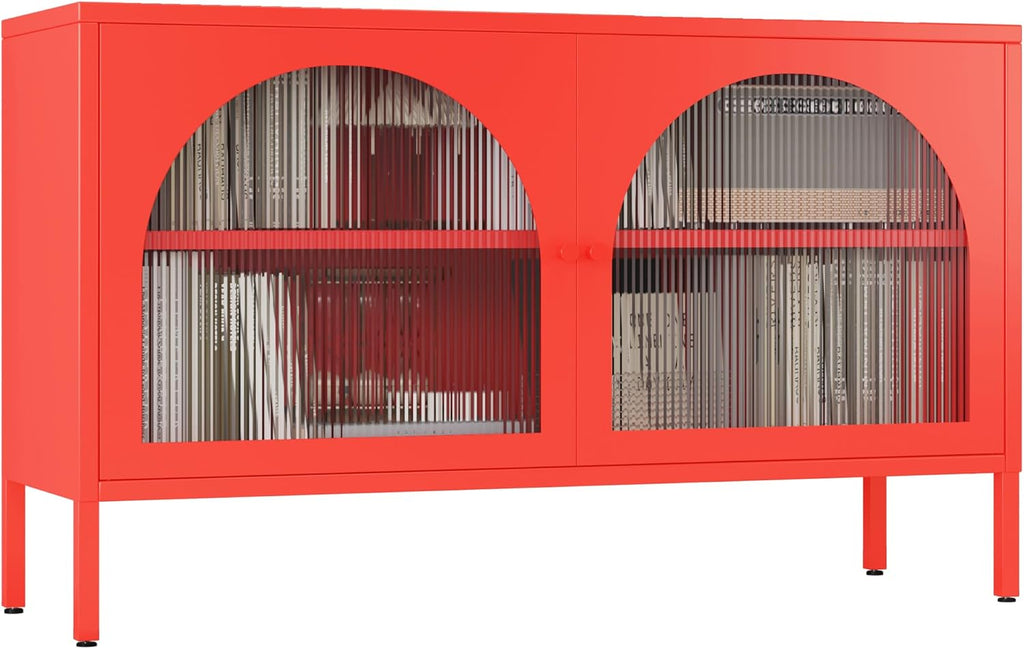 Metal Storage Cabinet with Doors and Shelves,2 Door TV Stand,Accent Cabinet，Metal Locker&Sideboard Buffet Cabinet&Bookshelf&Cupboard for Home,Office,Living Room
