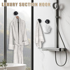 Suction Cup Hooks for Shower No-Drill Bathroom Hooks for Towels, Robes, Loofah Mountable on Bathroom Walls, Kitchen, Glass, Mirrors, Tile and Smooth,Non-Porous Surfaces (2, Matte Black)