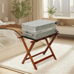 LZMS Walnut Wood Folding Luggage Rack 24.75" x 14.25" x 19.75",Luggage Stand for Guest Room,High-end Hotels, Resorts & Home | Premium Walnut Finish