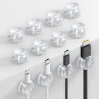 12Pack Cord Organizer [1s Lock] Spring Cable Holder Clips - Lamicall Desk Cord Management Clips, [Smooth Adjustable] Phone Charger Cable, Adhesive Wire Keeper for Nightstand Wall Car Office