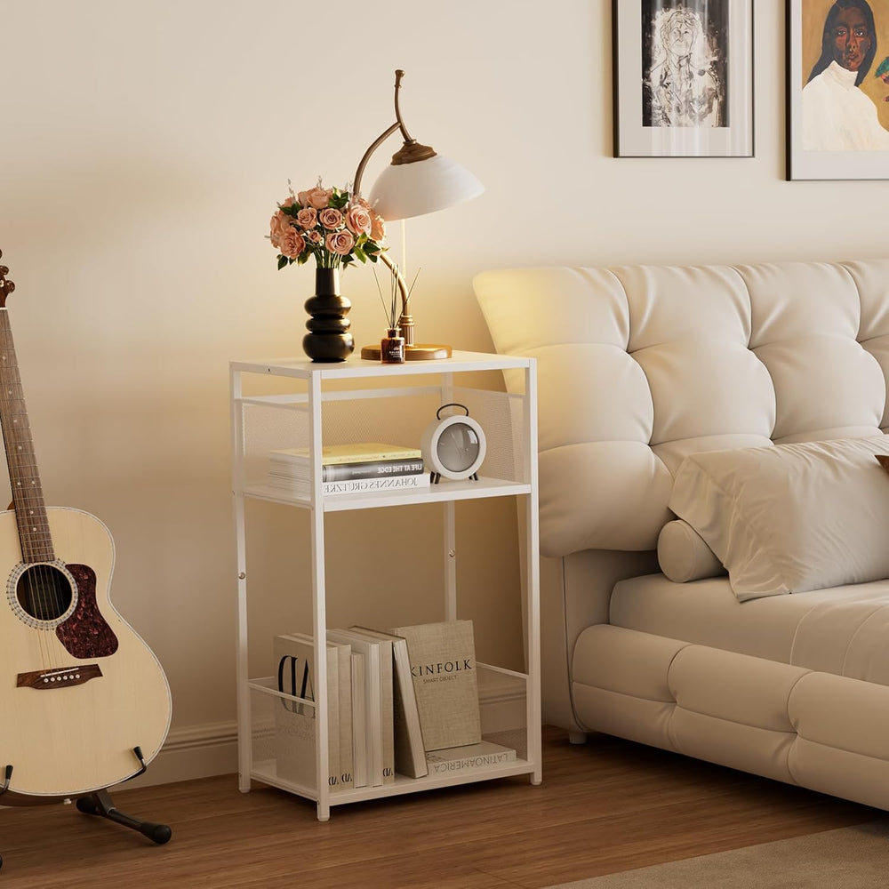 Aduanbang 3 Tier End Table,Record Player Stand with Storage Up to 100 Albums,...