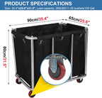 Large Laundry Cart with Wheels,Commercial Stainless Steel Heavy Duty Service Cart Laundry Hamper for Hotel/Home/School/Resort