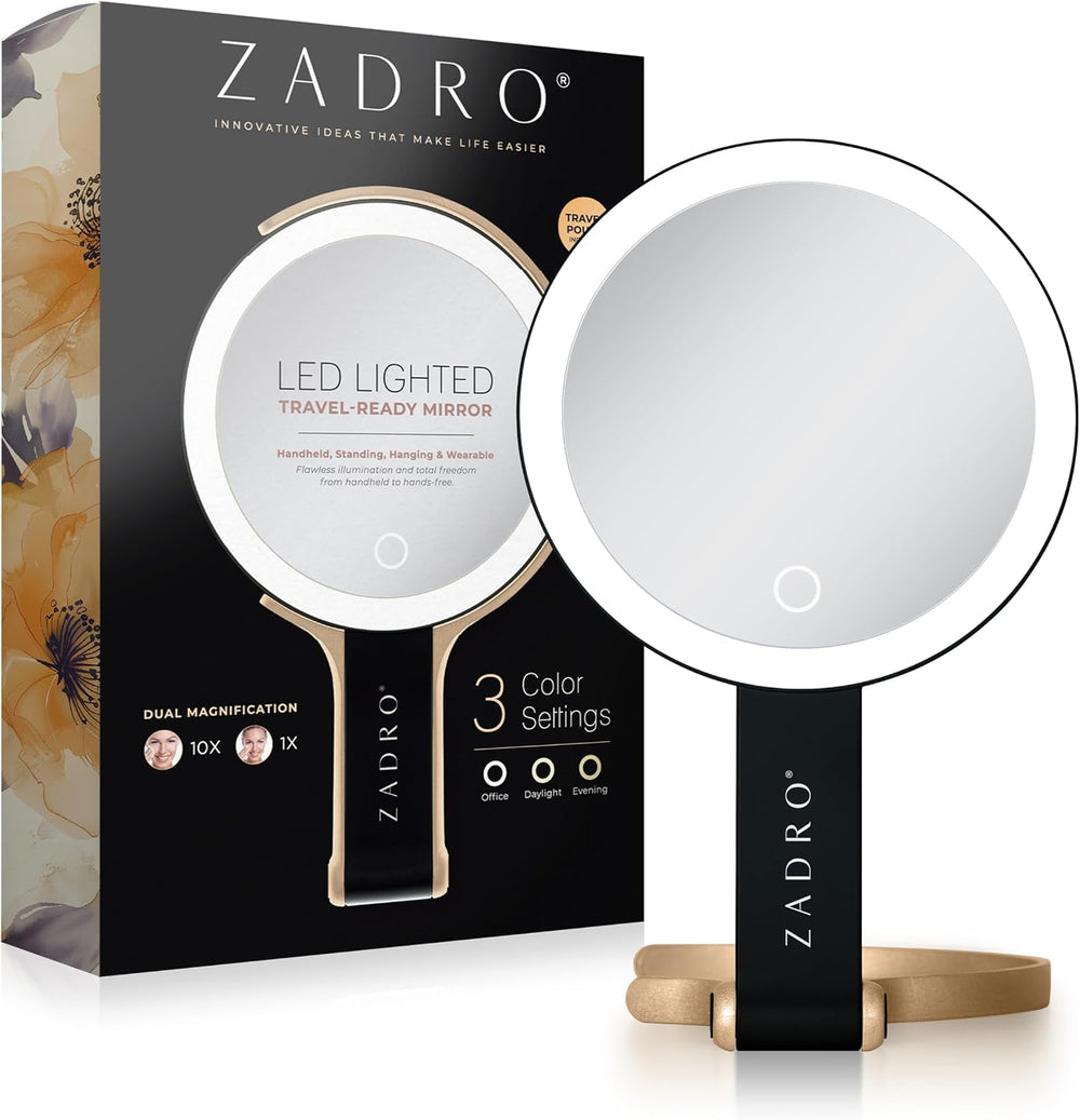Zadro LED Lighted Makeup Mirror, 2-Sided with 1x & 10x Magnification, Rec...