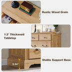 T4TREAM 7 Drawers Dresser Chests for Bedroom, Wood Vintage Chests of Drawers, Rustic Dressers Chset Organizer for Bedroom, Living Room, Hallway, Natural Oak