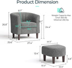 LINSY Accent Chair Ottoman Set: Chenille Barrel Chair with Foot Rest, Mid-Century Modern Small Reading Chair Upholstered Armchair with Footrest for Living Room Bedroom Study Room Office