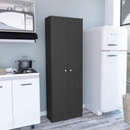 Modern Kitchen Pantry, Black Storage Cabinet with 5 Shelves & Double Door, Easy to Maintain, for Dining Room