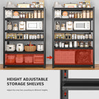 Extra Big/Large 55.12"Wide Father&I Industrial 6-Heavy-Dudy-Shelf-Rack Tall Metal/Steel Adjustable Garage Bin Storage Shelving Stand Shelves Units/System for Shed, 84" H*55.12W * 24" D, Black