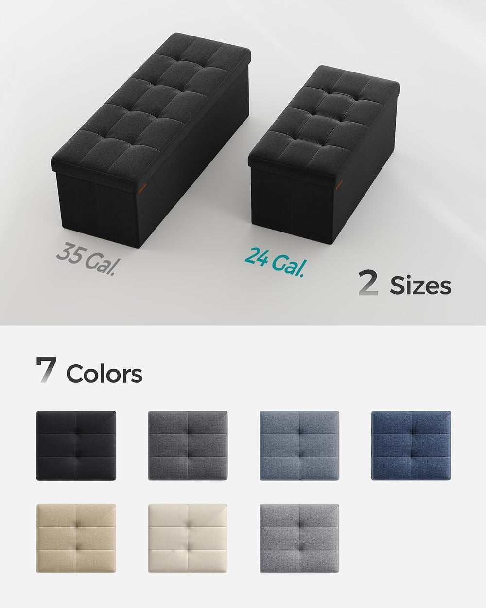 SONGMICS 30 Inches Folding Storage Ottoman Bench, Load 660 lb | Ottoman Foot ...