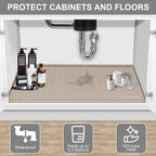 Under Sink Mat, 34" x 22" Waterproof Silicone Under Sink Tray for Kitchen & Laundry Cabinets, Kitchen Cabinet Shelf Protector, Up to 3.3 Gallons Liquid, Fits 36 inch Standard Cabinet(Grey)