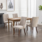 Dining Chairs Set of 4,Comfy Fabric Upholstered Accent Chairs for Kitchen Living Room,Channel Tufted Dining Room Chairs with Curved Solid Wood Legs(Beige)