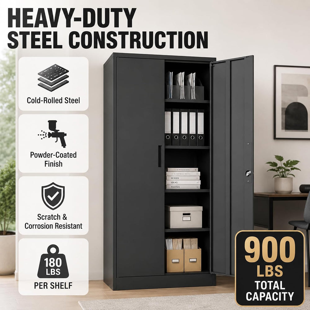 SAWJEC 72 Inch Locking Metal Garage Storage Cabinet, 4 Adjustable Shelves | 3...