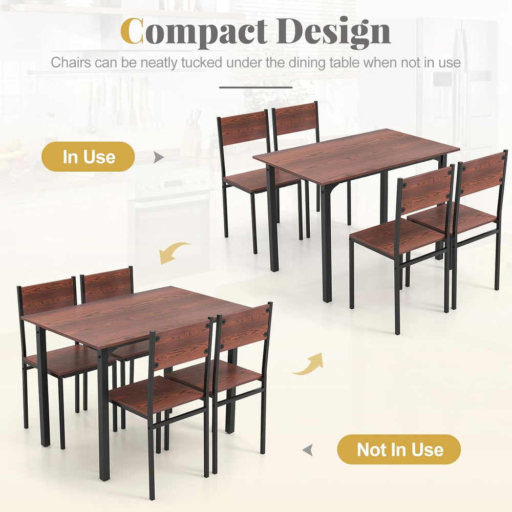 Tangkula Dining Table Set for 4, Modern Table and Chairs Set of 4 for Kitchen...