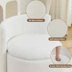 360° Swivel Velvet Vanity Chair with Storage, Barrel Makeup Chair with Wave Back, No Assembly Vanity Stool Small Accent Chairs for Living Room, White