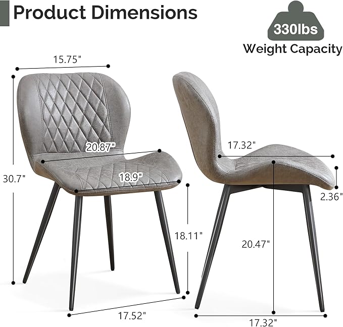 Dining Chairs Set of 6, Comfy Modern Dining Chairs with Thick Cushions, Uphol...