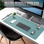 K KNODEL Large Office Leather Desk Mat, Mouse and Keyboard Pad, Computer and Laptop Mat, Desktop Protector and Cover, Writing Pad and Blotter (31.5"x15.7", Green)