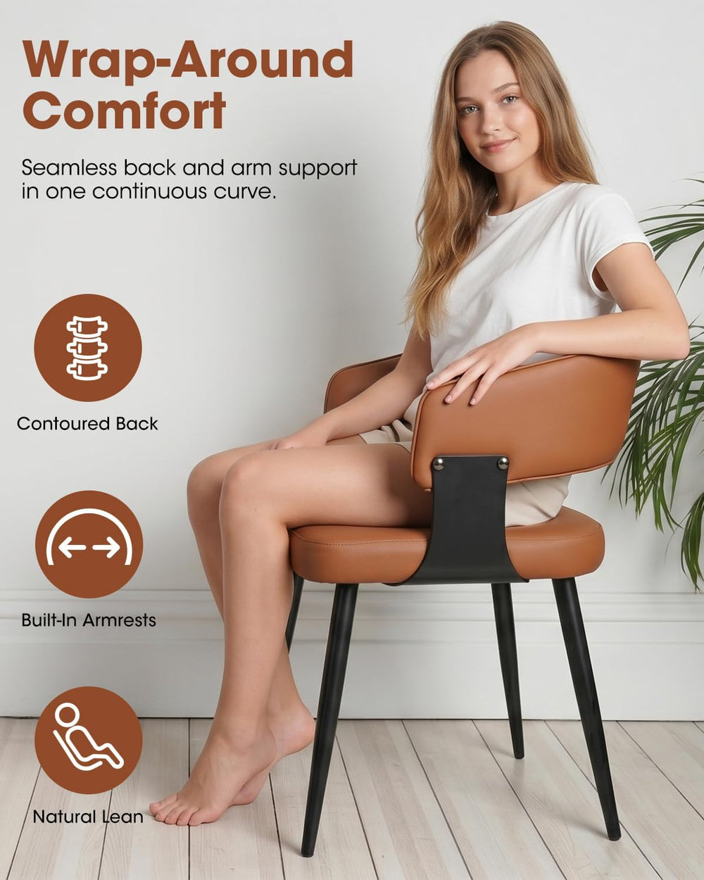 Dining Chairs Set of 4, Modern Faux Leather Kitchen Chairs