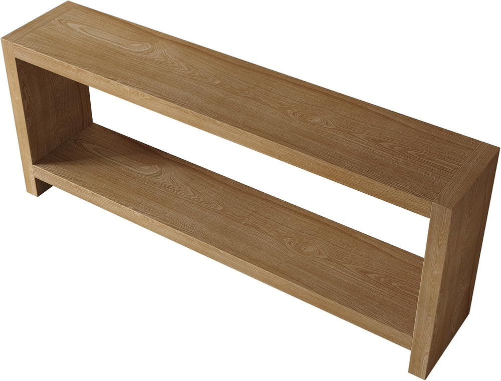 LUMISOL 63-Inch Farmhouse Console Table with Shelf, Light Brown | 2-Tier Rust...