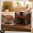 CroBlissful 2 Set Wooden Cd Holder, Stackable Cd Storage Rack with Handles, Magnetic Front-opening Design, Compact Media Organizer for Home Office & Living Room, Each Set Holds up to 36 Cases (Brown)