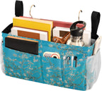 Bedside Caddy for Dorm Bed Bedside Hanging Caddy Bag Iron Frame Storage Organizer Pocket for Bunk Home College Hospital Beds 2 Hooks